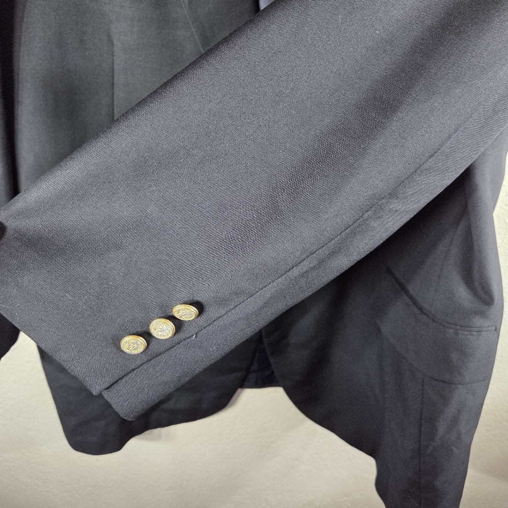 H. Freeman & Son 42 Navy Blue Sport Coat Blazer Jacket Solid 100% Wool - Picture 8 of 16